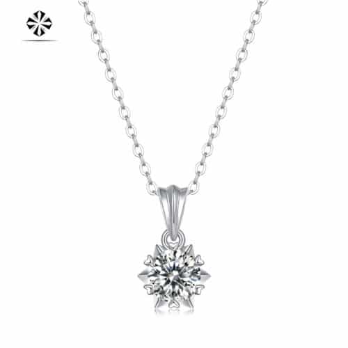 Silver Necklace Moissanite Bloom Pendant For Women