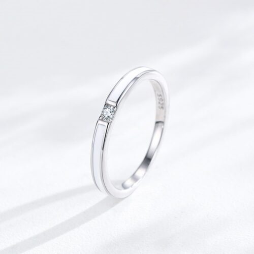 Korean Style S925 Sterling Silver Ultra-fine Single Diamond Zircon Ring