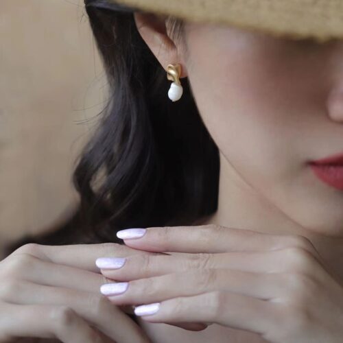 Shaped Freshwater Pearl Handmade Asymmetric Earrings