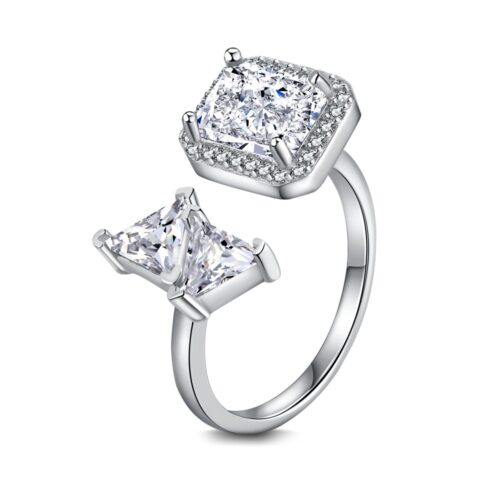 Sterling Silver Ring Niche Female Full Rhinestone Zircon