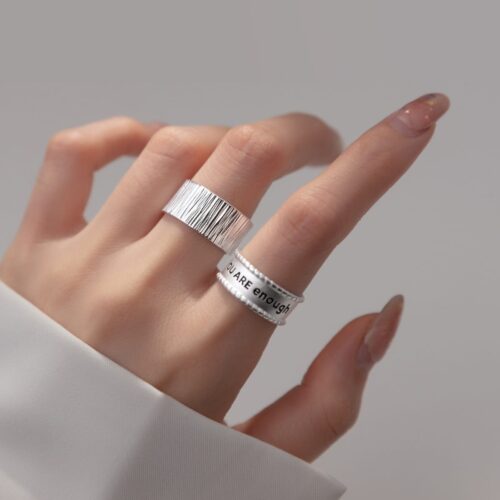 Fashion Texture Wide Face Letter Twist Ring