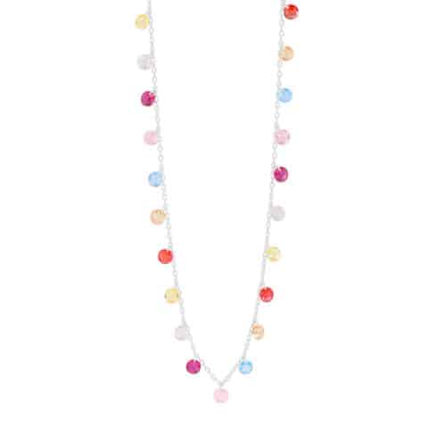 Round Color Zircon Necklace Sterling Silver S925 Female Silver Clavicle Chain