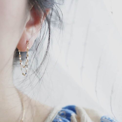 Lip Chain Sterling Silver Earrings Women's Long And Short Tassel