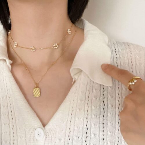 S925 Silver Plated Light Luxury And Simplicity Ins Vintage Pearl Necklace