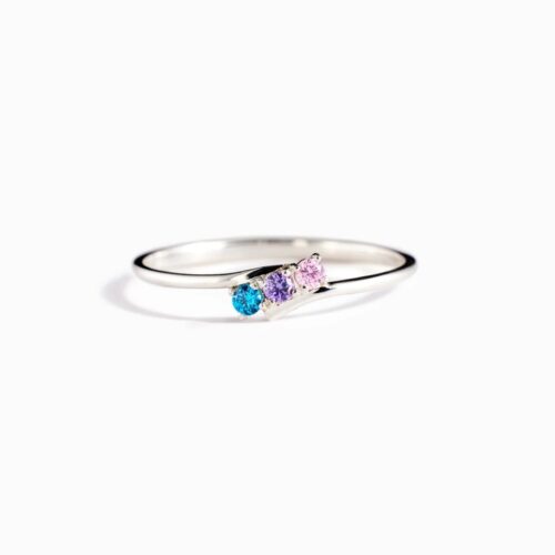 S925 Sterling Silver Rehearsal Rhinestone Ring Female Birthstone Ring