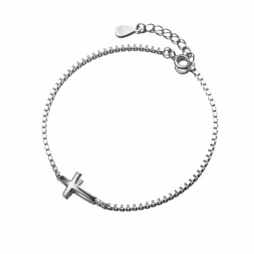 Love Lodge S925 Sterling Silver Curved Cross Bracelet
