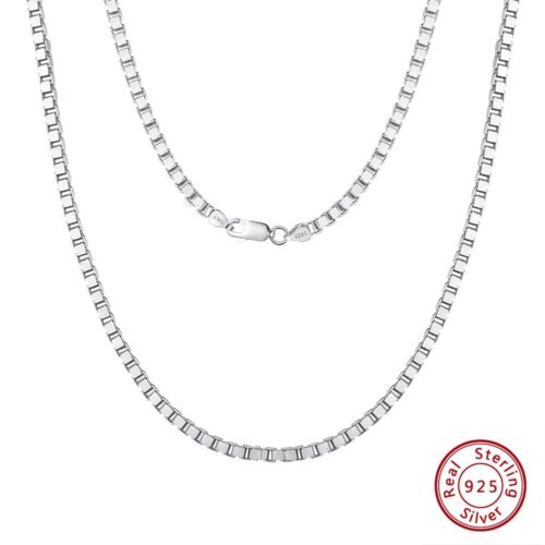 925 Sterling Silver 20mm 30mm Box Necklace All-match Argent Pur White