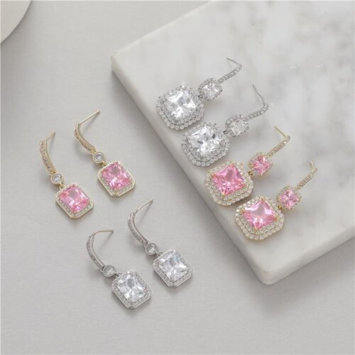 Women's Fashion Beautiful Square Zircon Earrings