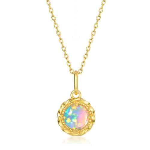 Fashion New Geometric Retro Opal Pendant