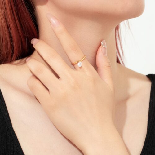 Sterling Silver Open Adjustable Water Drop Ring Fashion