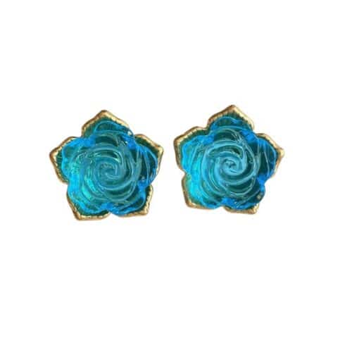 Middle Ancient Hand Burning Rose Glaze Ear Stud Necklace Suit
