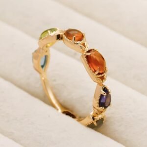 Artistic Retro 925 Silver Citrine Olivine Lengthened Ring