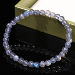 5A Genuine Natural Gray Moonstone Bead Charm Bracelets Women Men Fashon Blue Light  Labradorite Strand Energy Bracelet