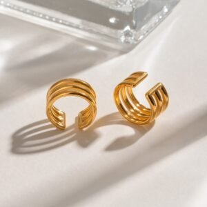 Stainless Steel Three-layer Cutout Earrings Simple