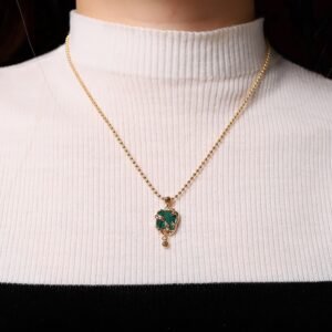 Women's Fashion Square Malachite Round Beads Necklace