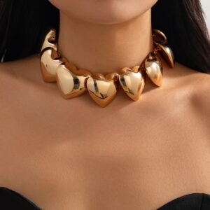 Smooth Peach Heart Stitching Necklace