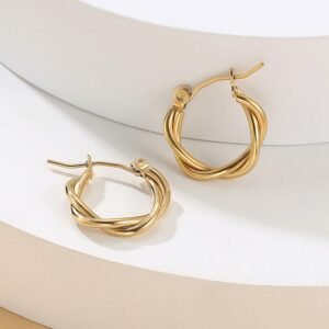 Fashionable Simple Elegant Brass Gold-plated Twist Stainless Stud Earrings