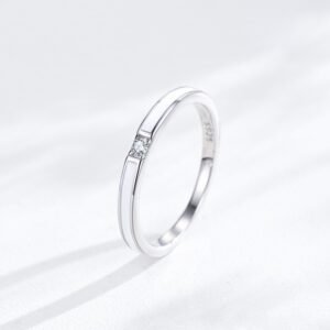 Korean Style S925 Sterling Silver Ultra-fine Single Diamond Zircon Ring