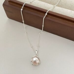 S925 Sterling Silver Single Freshwater Pearl Necklace For Women Irregular
