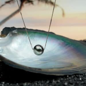 Natural Perfect Circle Strong Light Tahitian Black Pearl Pendant S925 Silver Necklace