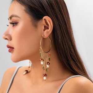 Exaggerated Big Ear Ring Tassel Pendant Earrings For Women
