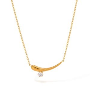 Women's Stainless Steel Geometric Necklace Inlaid Zircon