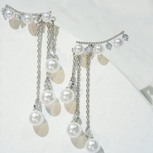 Long High Profile Tassel Pearl Eardrop Earring