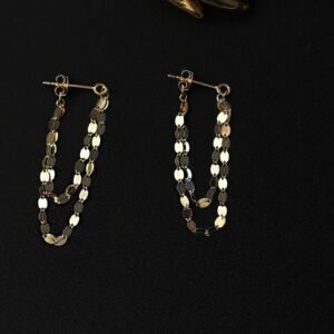 Lip Chain Sterling Silver Earrings Women's Long And Short Tassel