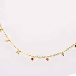 Color Zircon Round Beads Short Pendant Necklace Ornament