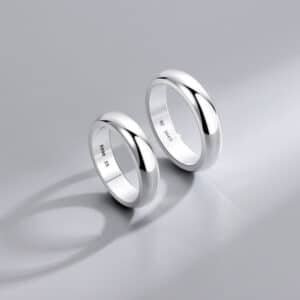 Pure Silver Couple's Trendy Unique Ring