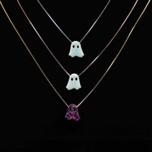 Halloween Ghost 925 Sterling Silver Pendant Necklace