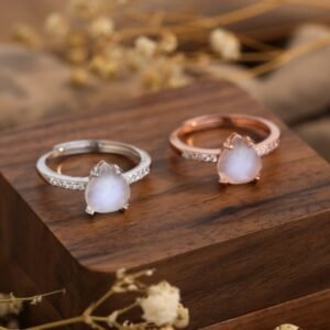 S925 Silver Cut Moonstone Ring