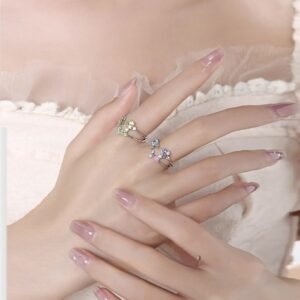 Fashion Colorful Zircon Geometric Ring Female Irregular Special-interest Design