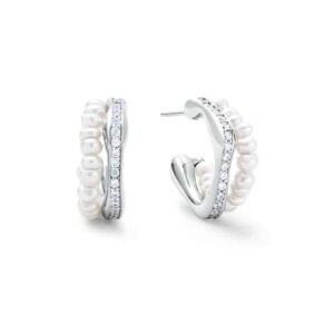 Streamer Pearl Stud Earrings For Women Delicate Bead-set Diamond