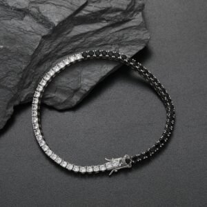 Hip Hop Ear Accessories Black Zirconium White Zirconium Tennis Bracelet