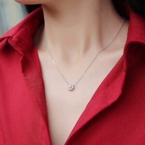Fashion Moissanite Silver SUNFLOWER Pendant