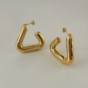 Fashion Commuter Female Charm Temperament Titanium Steel Triangle Hollow Eardrop Earring
