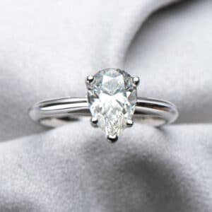 Luxury 2 Carat Moissanite Ring Drop Shape D Color