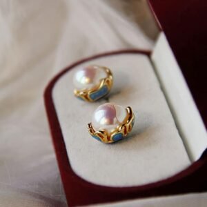 925 Silver Pearl Stud Earrings Advanced Sense Retro Easy Matching