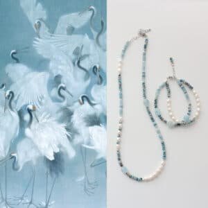 Haze Blue Water Baroque Pearl Bracelet Suit Series Necklace
