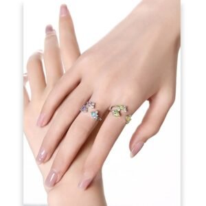Fashion Colorful Zircon Geometric Ring Female Irregular Special-interest Design