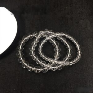 Natural White Cotton Scattered Beads Stone Transparent Crystal Bracelet
