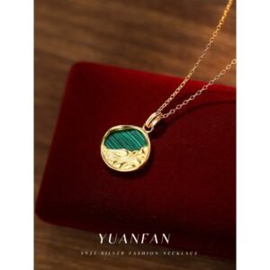 Female Earth Lava Peacock Stone Pendant Necklace