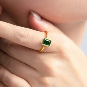 Female 925 Pure Women's Emerald Ring