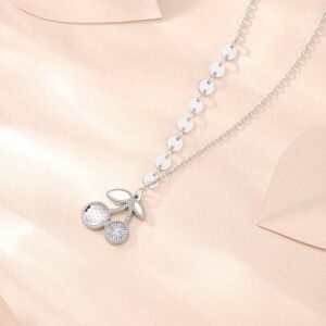 S925 Silver Sweet Cute Honeycomb Fruit Cherry Necklace