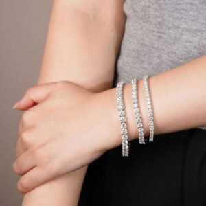 Sterling Silver D Color Moissanite Tennis Bracelet For Women