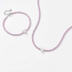 Fashion S925 Silver Necklace Bracelet Women's Diamond-embedded High-grade Simple Elegant Jewelry