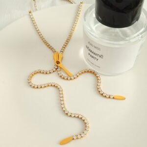 Cold Style Diamond Long Zipper Necklace European And American Personalized