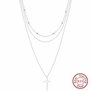 Sterling Silver Cross Pendant Design Necklace