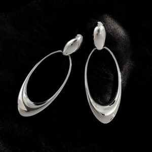 Silver Needle Round Ring Oval Face Slim Earrings Women’s New Trendy Korean Version Heavy Work Ear Studs